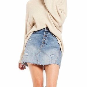 Free People “We the Free” Denim A-Line Distressed Skirt- Size: 27-